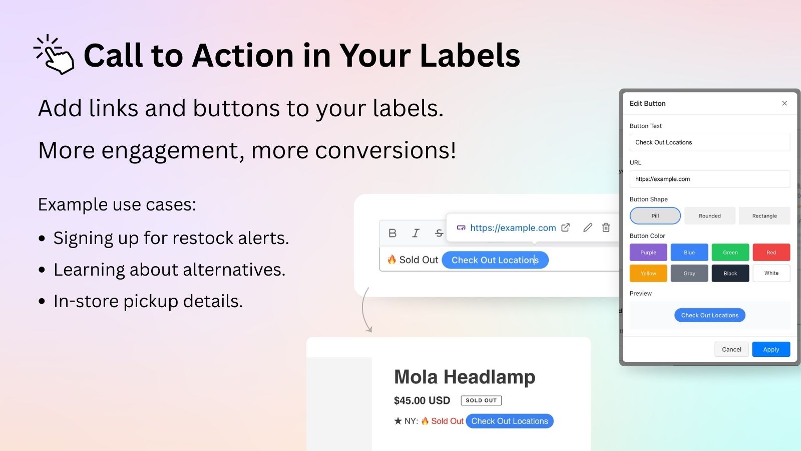 Call to Action in Your Labels