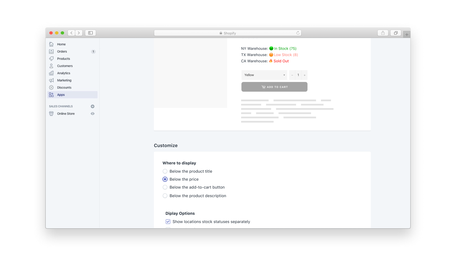 Stock Status Display with Variants