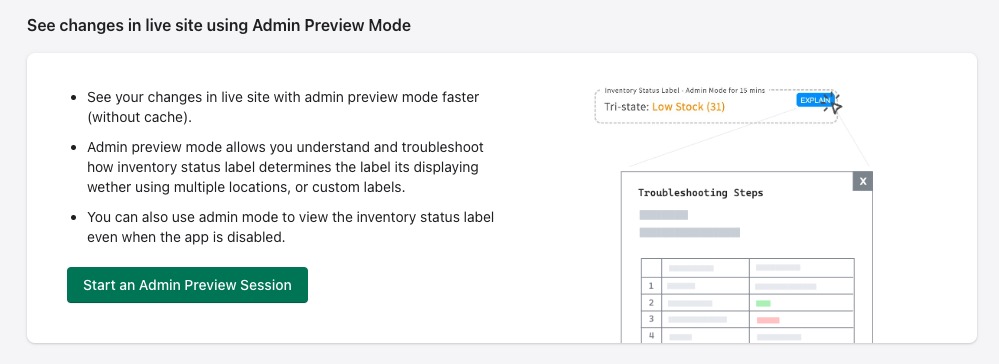 Admin Preview Mode Start Session